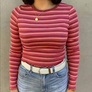 Stretchy Long Sleeve Stiped Shirt